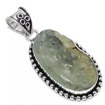 Prehnite Gemstone Handmade 925 Sterling Silver Jewelry Pendant 2.29 L6L98