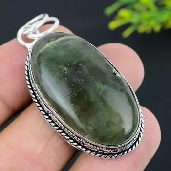 Prehnite Gemstone Handmade 925 Sterling Silver Jewelry Pendant 2.21 y6i81
