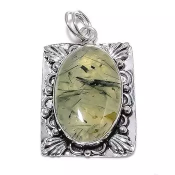 Prehnite Gemstone Handmade 925 Sterling Silver Jewelry Pendant 2.17 B8j79