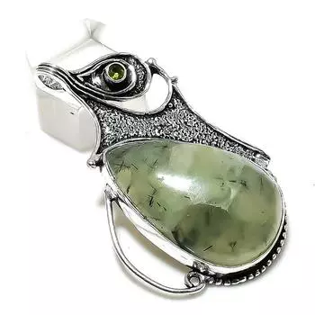 Prehnite Gemstone Handmade 925 Sterling Silver Jewelry Pendant 2.21 F3O02