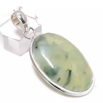 Prehnite Gemstone Handmade 925 Sterling Silver Jewelry Pendant 2.01 E5L45