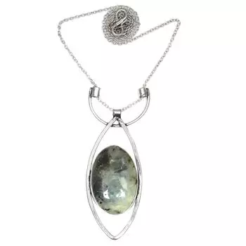 Prehnite Pendant Gifted Silver Gemstone Lot Plated Necklace Natural Multi