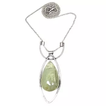 Prehnite Pendant Gifted Silver Gemstone Lot Plated Necklace Natural Multi