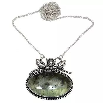 Prehnite Pendant Gifted Silver Gemstone Lot Plated Necklace Natural Multi