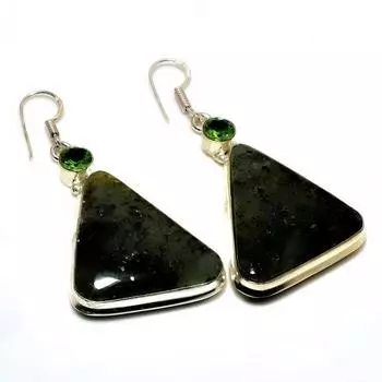 Ювелирные серьги ручной работы с драгоценным камнем пренит перидот 925 пробы, посеребренные, 2,27 дюйма
