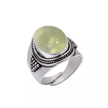 Prehnite - South Africa 925 Sterling Silver Ring V5623, Green Ring, Oval Ring, Valentin s Day Gift, Gift For Her, Birthday Gift, Handmade Jewelry, Sil