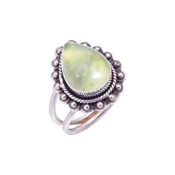 Prehnite - South Africa Gemstone 925 Sterling Silver Ring V9475, Green Ring, Pear Ring, Valentin s Day Gift, Gift For Her, Birthday Gift, Handmade Jew
