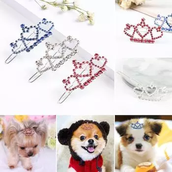 Прекрасная блестящая шпилька для собаки со стразами, кошачья шерсть, товары для ухода за домашними животными, заколка для волос белый