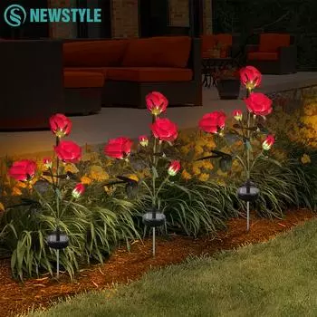 Прекрасная имитация розовых солнечных ламп, водонепроницаемый светодиодный светильник для газона с изображением подсолнуха, уличный ночник для сада, декоративный светильник для дома