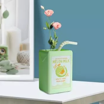 Прекрасная коробка для сока, цветочный горшок, креативный орнамент из смолы, комнатное зеленое растение, кашпо, настольное украшение для дома, сада, гостиной, спальни, офиса, кафе розовый