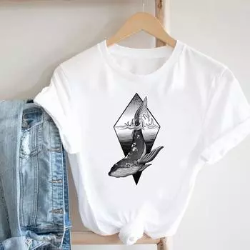 Прекрасная милая футболка, модная футболка, одежда, трендовый стиль 90-х, повседневная женская футболка с коротким рукавом и принтом, женская футболка с графикой S