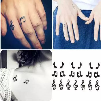 Прекрасная музыкальная нота, временная татуировка, наклейка, флэш-тату, боди-арт, водонепроницаемая для девочек blackone-size
