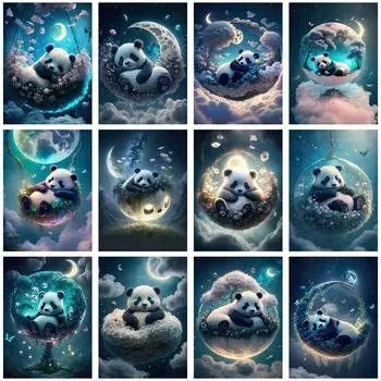 Прекрасная панда в колыбели, личность, сделай сам, полная вышивка алмазами, декоративная картина Full Round 20x30CM