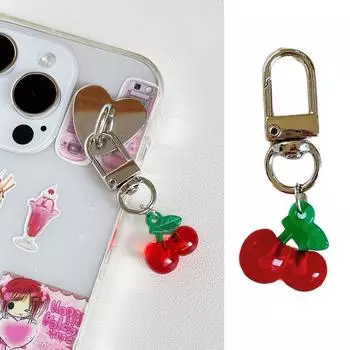 Прекрасная подвеска-брелок с вишней, сумка, очаровательный привлекательный брелок с фруктовой вишней, акриловый кулон, подвеска для телефона, сумка-аксессуар красный