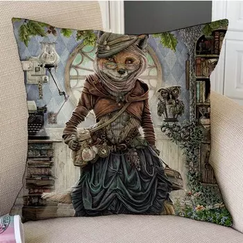 Прекрасная сказка Алиса в стране чудес, кролик, кошка, хомяк, сова, лиса, художественный рисунок, декоративная подушка для детской комнаты, чехол для подушки 450mm*450mm