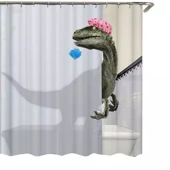 Прекрасная занавеска для душа с принтом динозавра, водонепроницаемая занавеска для ванной комнаты, аксессуары для душа, занавеска для ванны 180x180 см China белый