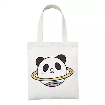Прекрасная женская холщовая сумка с пандой, кавайная мультяшная большая вместительная женская сумка для покупок, повседневная сумка-тоут для колледжа, женские сумки на плечо 24*26cm