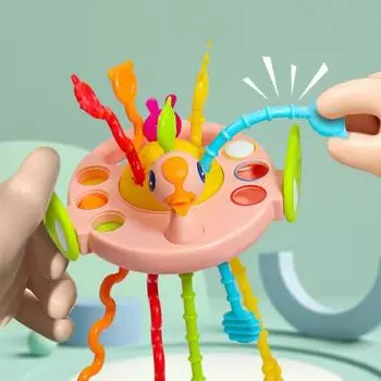 Прекрасная жевательная игрушка для малышей, тянущая палочка для упражнений для мозга, пищевой прорезыватель, пластиковый захват для мальчиков и девочек B