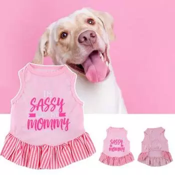 Прекрасное платье для домашних животных с волнистым узором, эластичное хлопковое платье для собак на ощупь, для собак L розовый