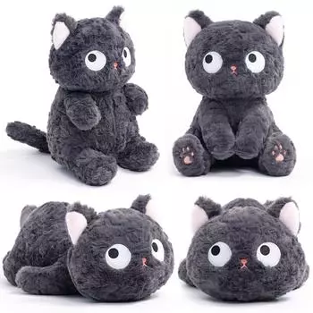 Прекрасные большие глаза, черная кошка, игрушки Peluche, пушистые мягкие животные, кошка, плюшевая кукла, мягкая подушка, хороший подарок для детей, девочек