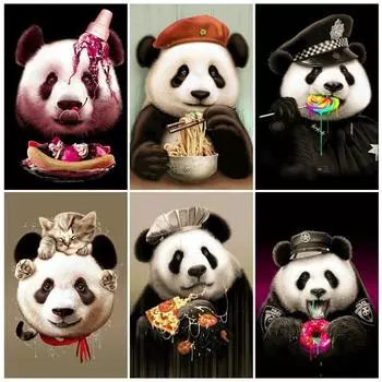 Прекрасные панды, холст, художественные постеры и принты, картины на холсте с животными, картины с героями мультфильмов для детской комнаты, Настенный декор 20x30cm no frame белый