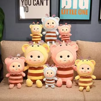 Прекрасные плюшевые игрушки в виде пчелы, супер милые подушки в виде пчелы, мягкие куклы с животными, кавайные игрушки для детей, детей на день рождения 28cm розовый