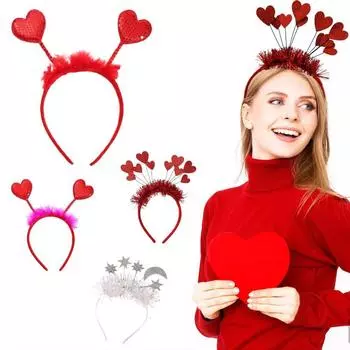 Прекрасные повязки для волос с сердечком, украшение для волос, вечерние украшения для волос, подарки, повязка для волос с красным сердечком, женская