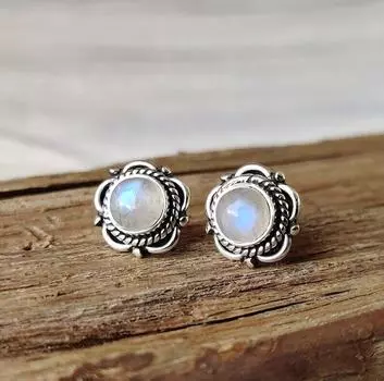Прекрасные серьги из стерлингового серебра 925 пробы с драгоценным камнем и лунным камнем Серьги ручной работы белый