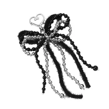 Прекрасный брелок-бантик из бусин, модный аксессуар, держатель для ключей, стильное украшение для сумки для повседневного использования и декора чёрный