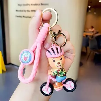 Прекрасный брелок для велосипеда в виде медвежонка, яркое ПВХ-украшение для детей и взрослых и розовый