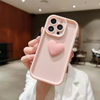 Прекрасный чехол для телефона с 3D сердечком для iphone 15 14 13 12 11 Pro Max 7 8 Plus X XR XS Max, мягкий силиконовый противоударный милый чехол на заднюю панель For iPhone X