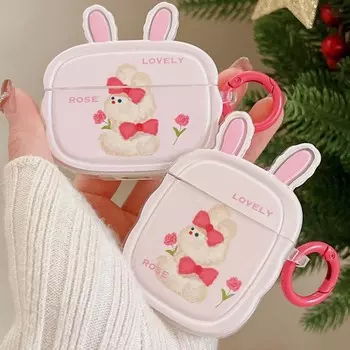 Прекрасный цветок кролик 3d мультфильм противоударный милый кролик беспроводной Bluetooth чехол для наушников для Apple Airpod 3 2 1 Pro 2-я крышка коробки For Airpods 3 (2021)