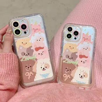 Прекрасный держатель-подставка с рисунком противоударный собака медведь кролик утка животное семья милый чехол для телефона для Iphone 11 12 Promax 14 Pro Max 13 for iphone 11
