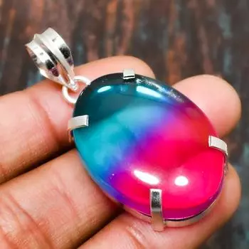 Прекрасный двухцветный турмалин, ювелирный кулон ручной работы из стерлингового серебра 925 пробы с драгоценными камнями 1.89 Inches розовый