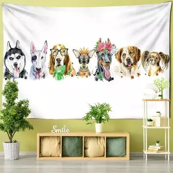 Прекрасный гобелен с животными, кошка, собака, обезьяна, хиппи, настенный гобелен для спальни, гостиной, общежития, дома, декор в стиле бохо, колдовство, мандала, гобелен 95x70CM
