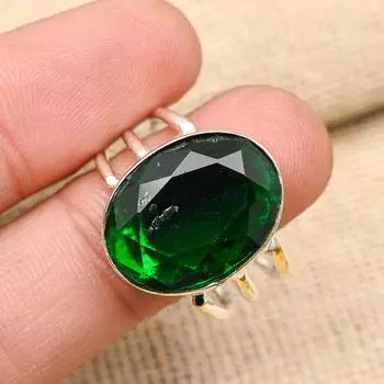 Прекрасный хром-диопсид драгоценный камень ювелирные изделия ручной работы из стерлингового серебра 925 пробы Прекрасное кольцо