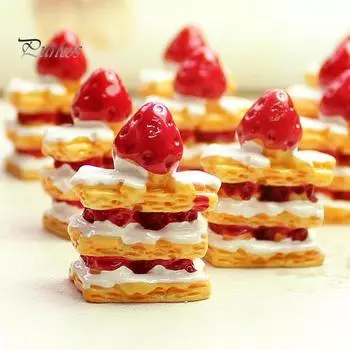 Прекрасный имитационный крем клубничный торт кукольный домик аксессуар искусственный декор