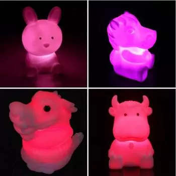 Прекрасный китайский зодиак в форме животного светодиодный мигающий цвет, меняющий декор, ночник Rabbit