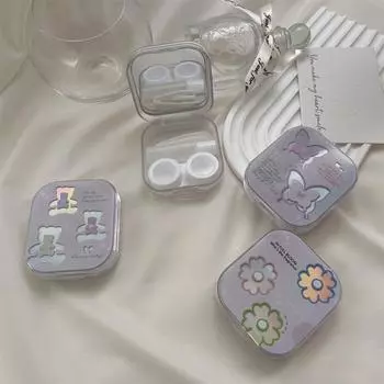 Прекрасный контейнер для контактных линз, мини-квадратный дорожный набор, футляр для очков, набор для хранения линз