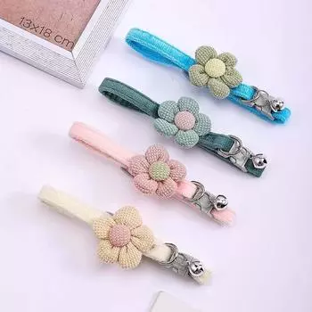 Прекрасный кошачий ошейник, регулируемый мультяшный стиль, мягкий плюшевый ошейник с цветком и колокольчиком, ожерелье с котенком, товары для маленьких собак, питомцев 1X30cm розовый