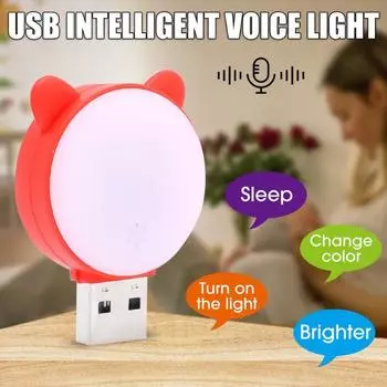 Прекрасный кот, USB перезаряжаемый ночник, прикроватная ночная лампа для спальни, голосовое управление, пульт дистанционного управления для детей, подарок для ребенка LM