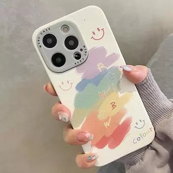 Прекрасный красочный чехол для телефона с рисунком граффити и улыбки для Iphone 13 14 11 12 Pro Max, мягкий чехол из искусственной кожи For iPhone 12 Pro