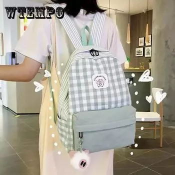 Прекрасный кулон для девочек, школьный рюкзак, студенческий большой вместительный универсальный решетчатый рюкзак, винтажный рюкзак контрастного цвета 30*12*41cm