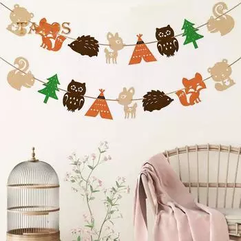 Прекрасный лесной животный баннер с овсянкой для детей на день рождения, детский душ, вечеринка, декор, реквизит, украшение