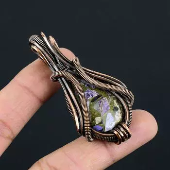 Прекрасный медный чароит, драгоценный камень, медная проволока ручной работы, подвеска для ювелирных изделий для женщин 2.64 Inches фиолетовый