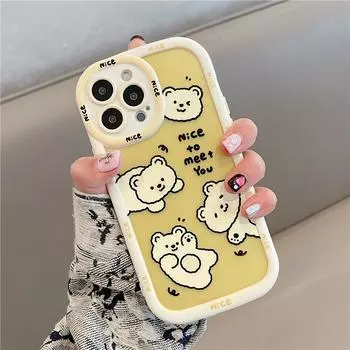 Прекрасный милый белый медведь желтый противоударный чехол для Iphone 14 13 12 11 Pro Max прозрачный чехол для телефона Капа For iPhone 12 Pro