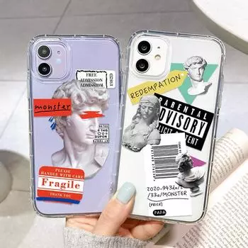 Прекрасный модный анимационный мягкий телефон для Iphone 12 13 Mini XR 14 Max 11 XS 6 Pro X 6s 7 Plus 8, прямой мягкий силиконовый чехол из ТПУ Apple 7 (ge 8 & Se 2020) оникс