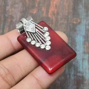 Прекрасный мозамбикский гранатовый драгоценный камень ручной работы из стерлингового серебра 925 пробы 1.58 Inces красный