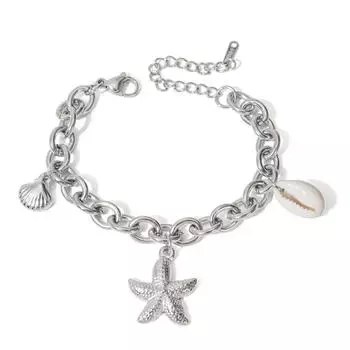 Прекрасный Океанский Браслет Нежные Украшения для Рук Браслет из Ракушек Милые Аксессуары Текстура из Нержавеющей Стали для Особого События B