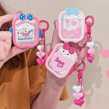 Прекрасный розовый чехол с сердечком и цветком для Apple Airpods Pro 2 3 1, защитный чехол для беспроводной зарядки наушников с подвеской Love For Airpods 1 or 2